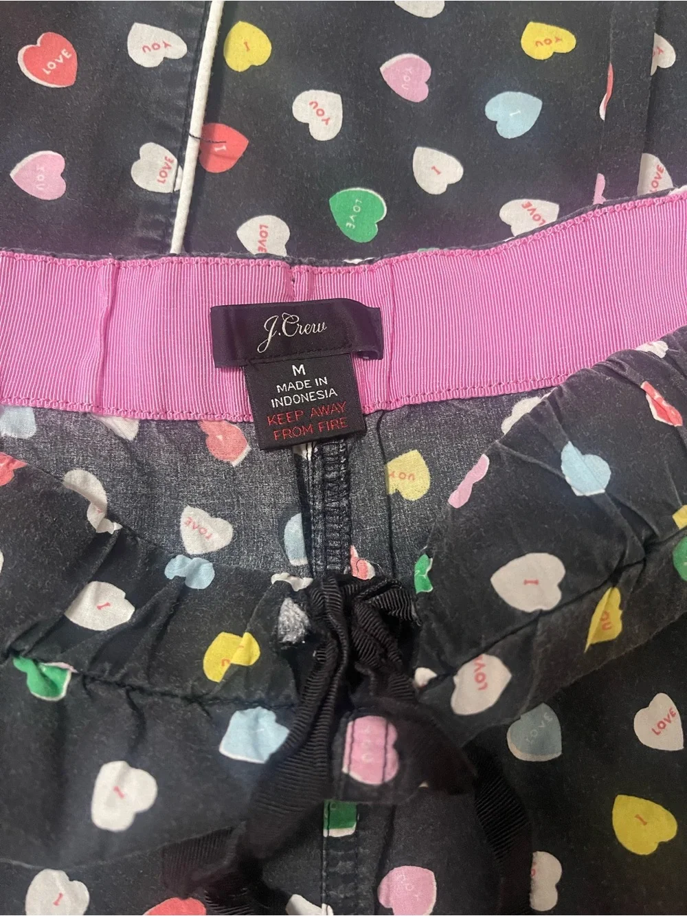 J.Crew Candy Heart Conversation  Pajama Set | Size Medium loungewear Sleepover
